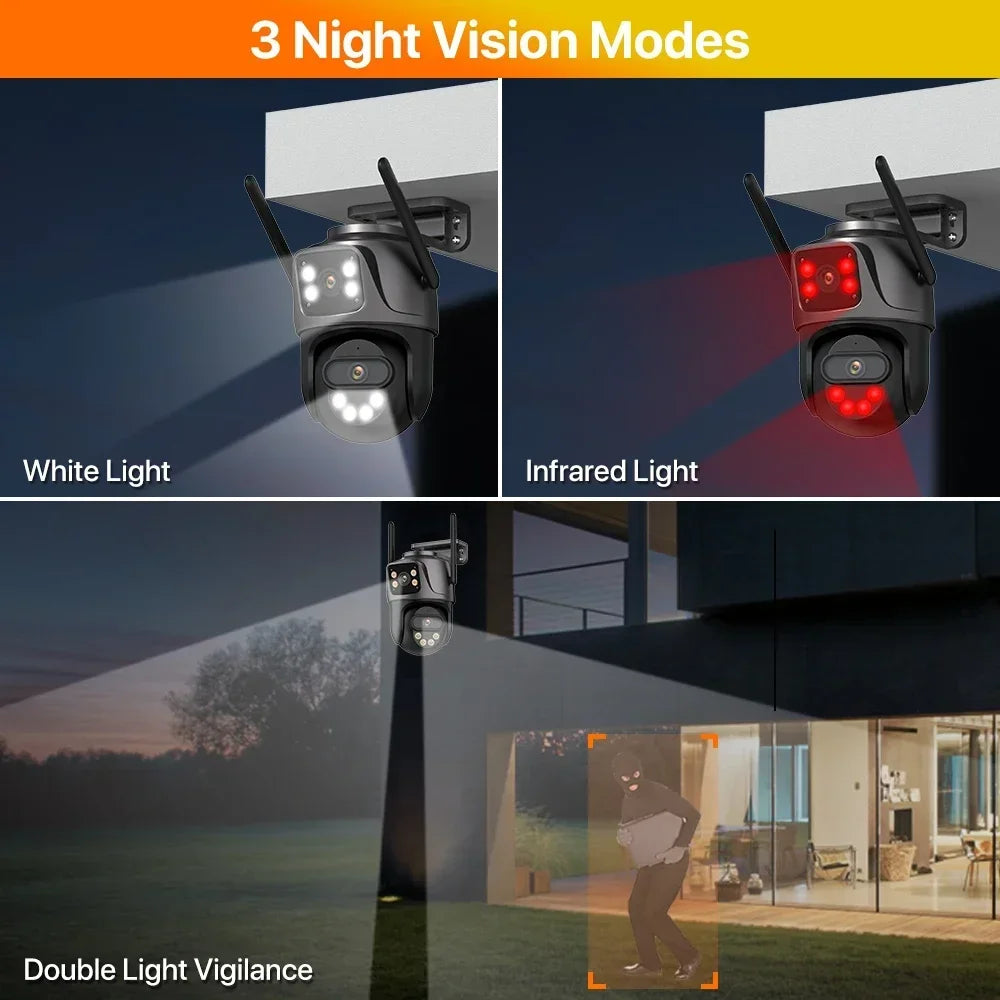 Caméra De Surveillance Double Objectif 4K Étanche Wi-Fi